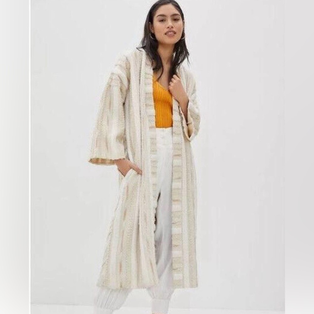Anthropologie Kimono Ollari Renee Duster Cardigan Sweater Cream size medium